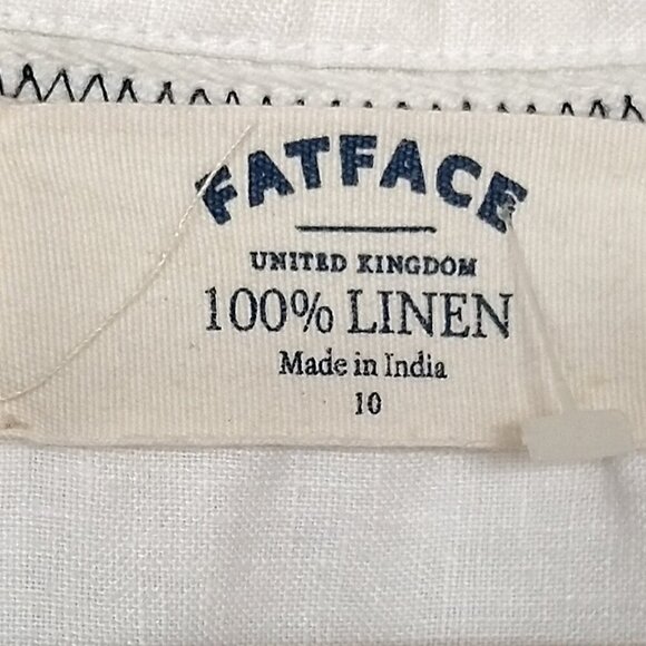 Fat Face FatFace UK Sylvie Linen Shirt Dress White Size 10 Midi - Picture 3 of 5